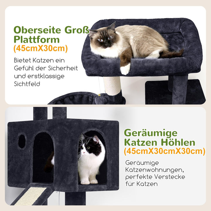Globlazer Kratzbaum Grosse Stabil mit 8 cm Dicker Stamm Sisal Katzenhaus Gepolsterte Sitzstangen Kor