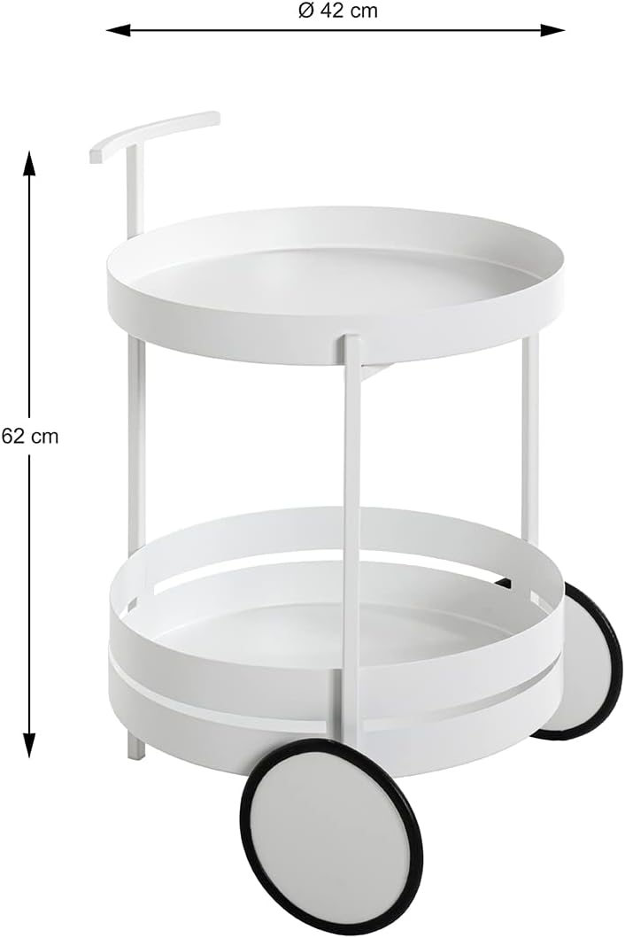 HAKU Möbel Servierwagen weiss, Metall - Masse: H 62 cm x Ø 42 cm, Style: Modern Weiss Ø 42 x H 62, W