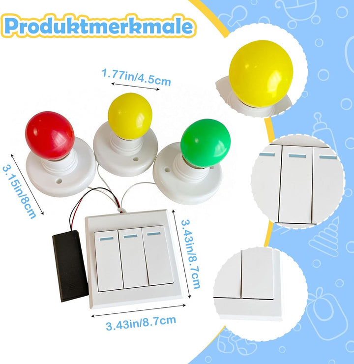 perfk Busy Board DIY Zubehör Schaltersteuerung Glühbirnen Lampen Indoor Play Game Busy Board Schalte