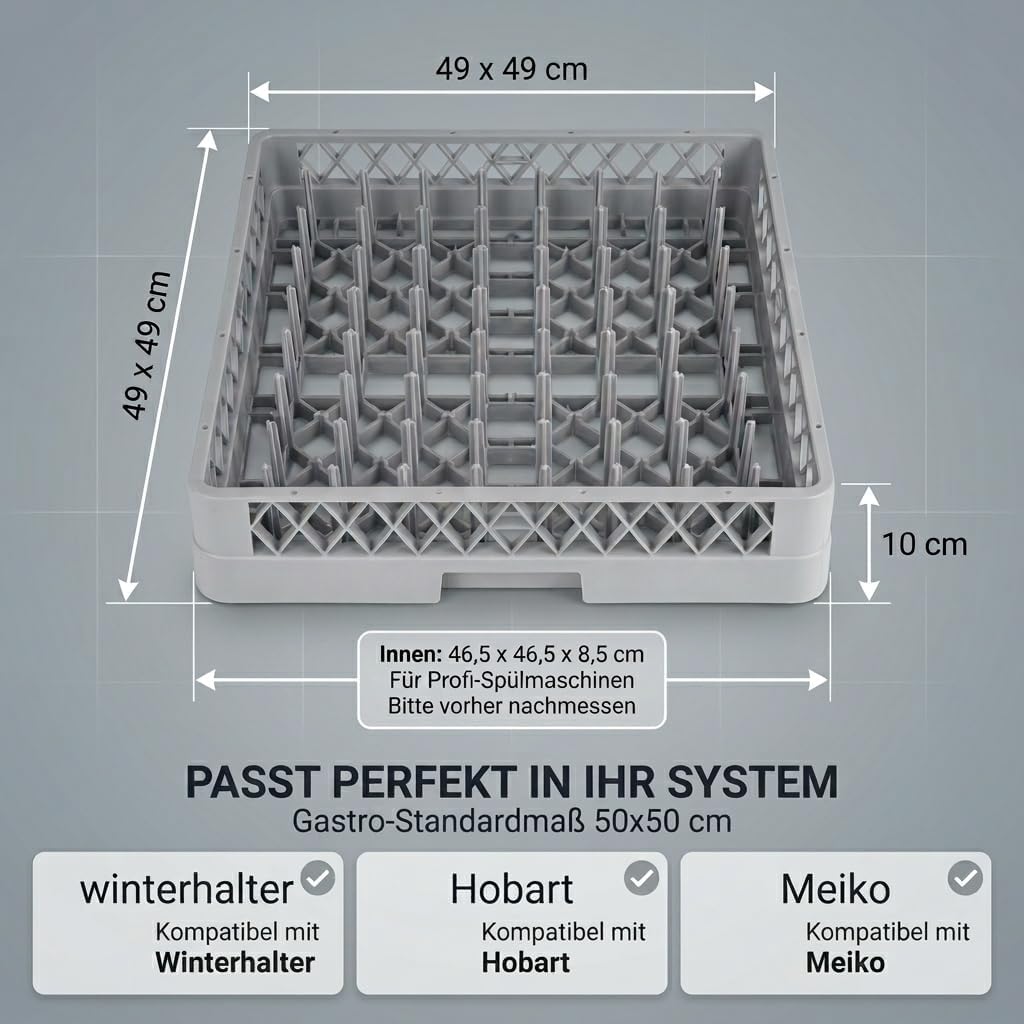 2+1 Set Spülkorb 50x50 für Gastro Spülmaschine – 2x Tellerspülkorb + 1x Besteckspülkorb (Durchfallsc