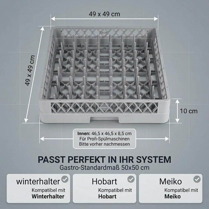 2+1 Set Spülkorb 50x50 für Gastro Spülmaschine – 2x Tellerspülkorb + 1x Besteckspülkorb (Durchfallsc