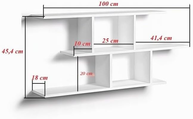 KUBUTKU Dekorativ Wandregal mit 2 Böden 100x45x18 Design Skandinavischer Modern für Wohnzimmer Küche