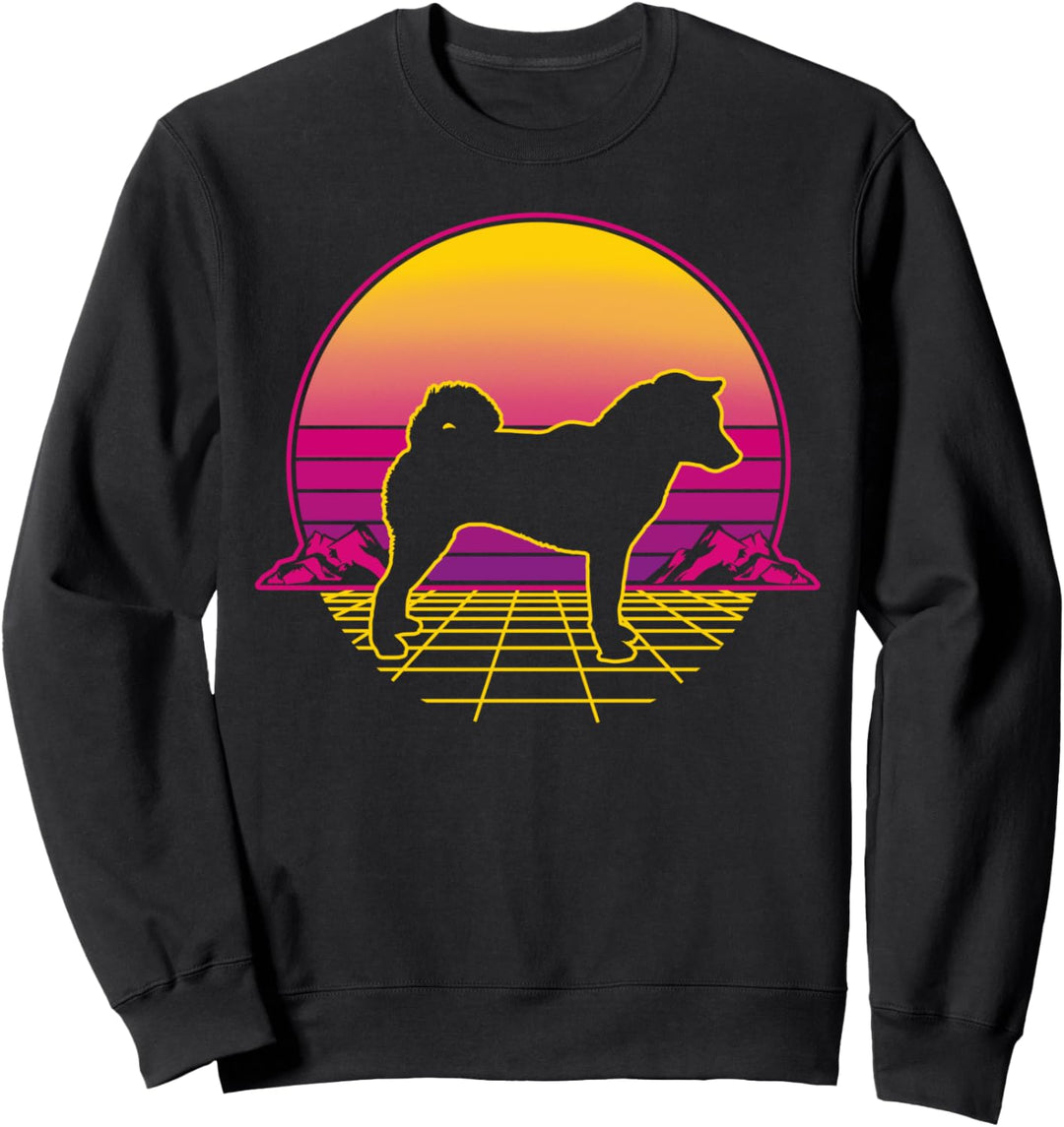 Shiba Inu Hund Welpe Retro Vintage Sunset Sweatshirt