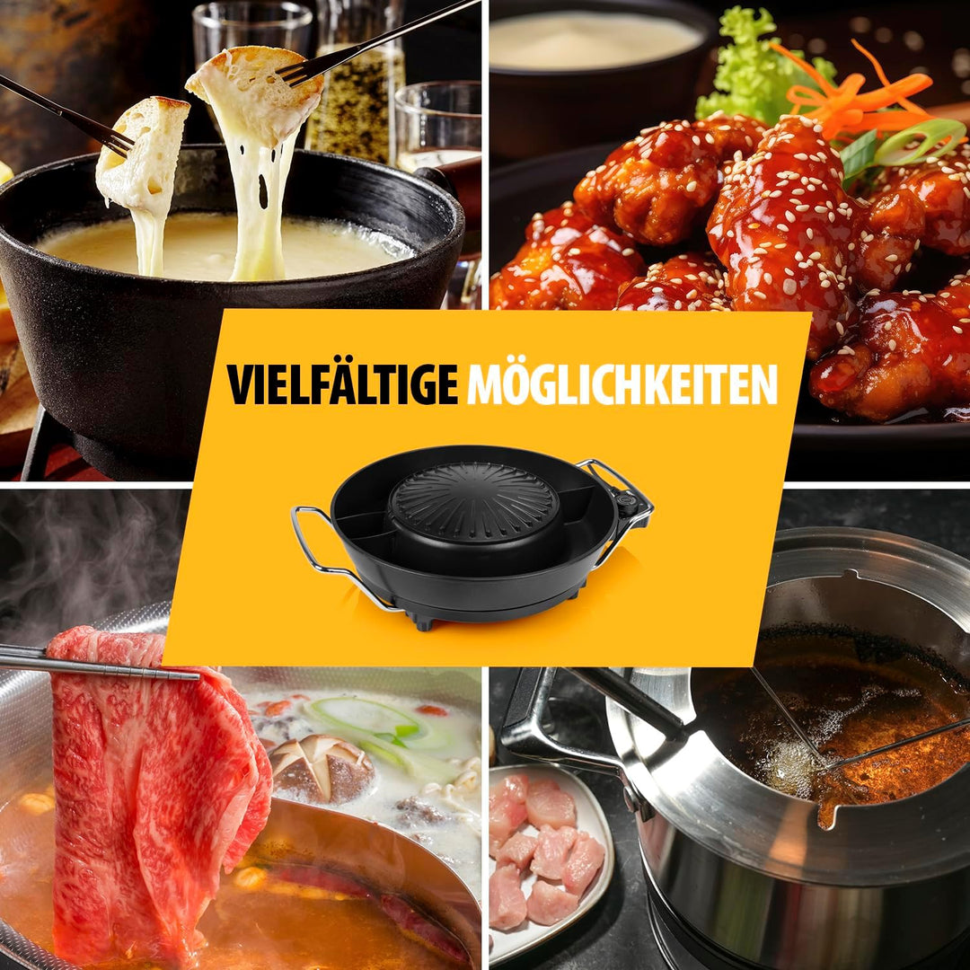 Tristar Koreanischer Grill & Hot Pot – 36 cm ⌀ – 3 L Fassungsvermögen – 4 Personen – 220 °C – Schwar