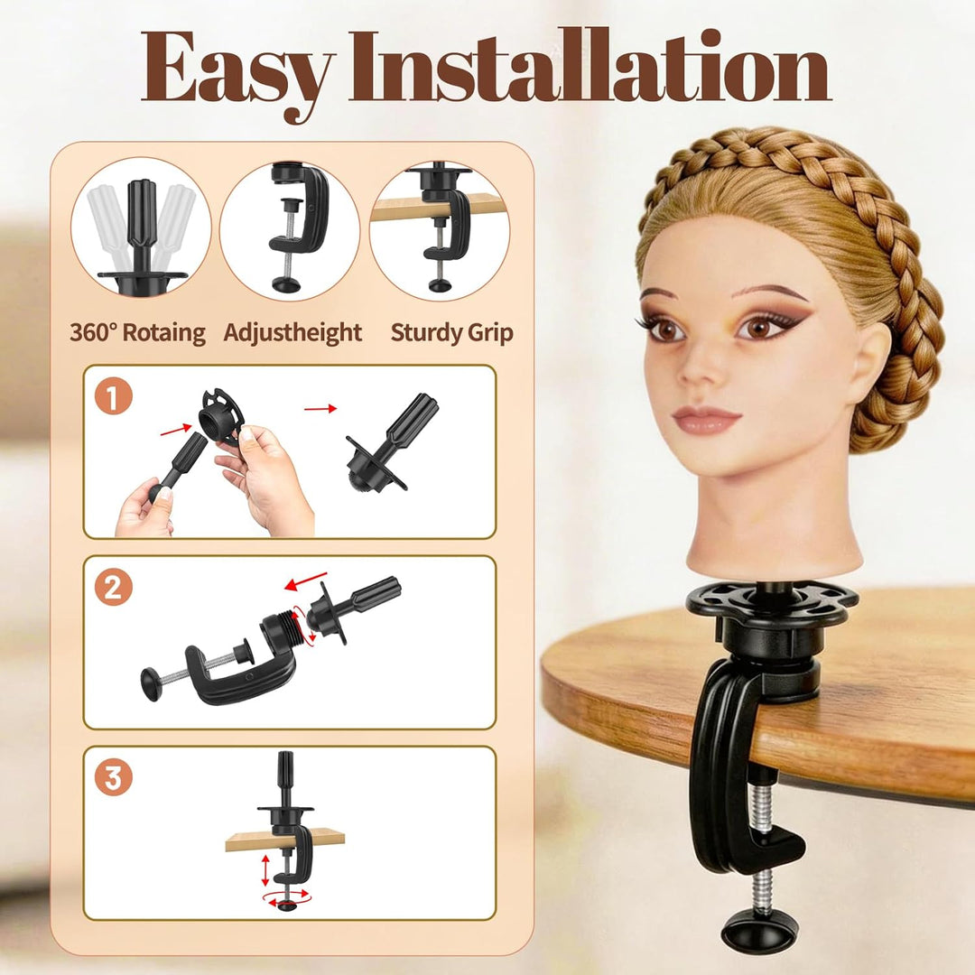 Yofuly 26Zoll/66cm Frisierkopf, 80% Echthaar Übungskopf, Make-up Frisieren Trainingsköpfe, Mannequin