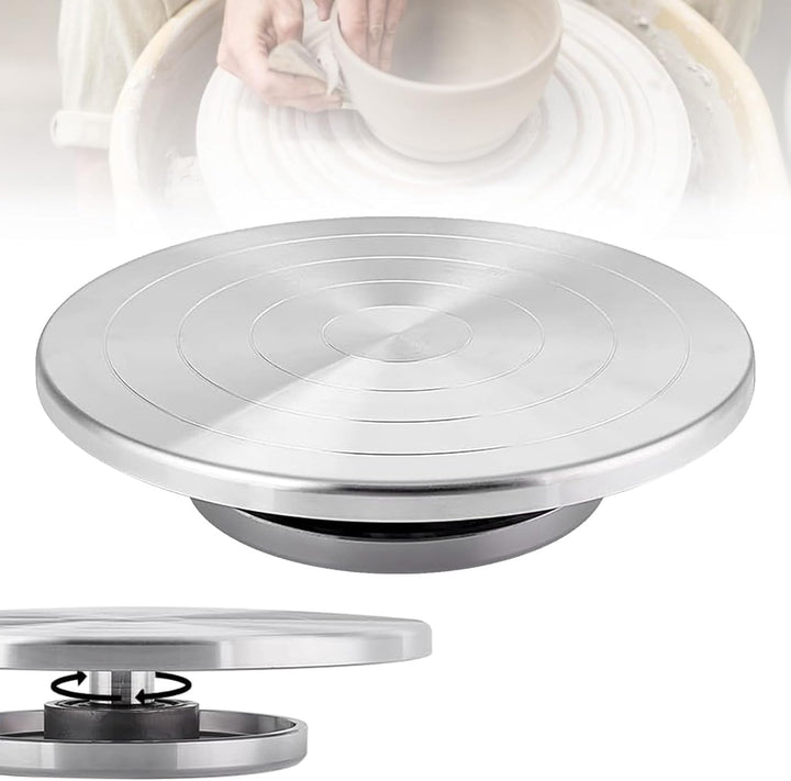 Töpferscheibe, 25cm Aluminium Drehscheibe Craft Clay Drehteller, DIY Tonwerkzeuge Doppelseitige Kuch