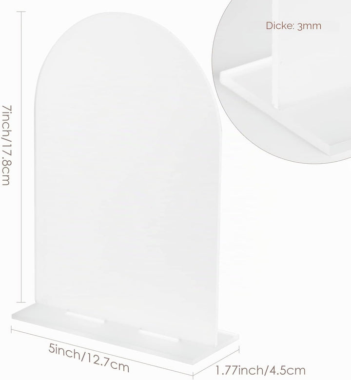 12,7 x 17,8 cm BogenAcrylschild mit Ständer | 10 Stück blanko mattierte Acrylbogen Tischschilder mit