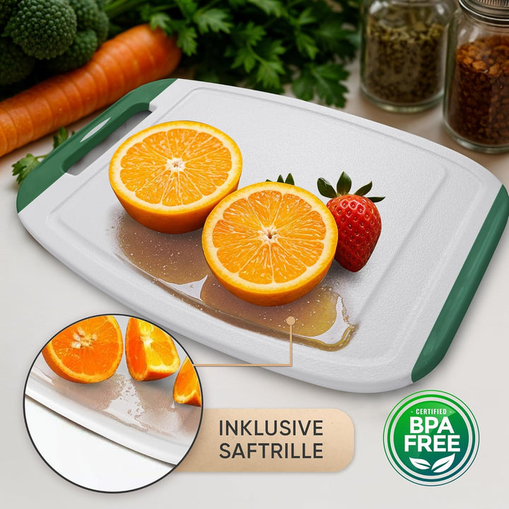 NEOFLAM® – Antibakterielles Schneidebrett Kunststoff rutschfest - 3er Set Schneidbretter Microban® S