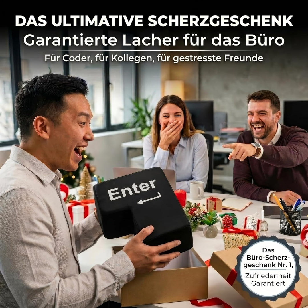 GOODS+GADGETS Big Enter Button XXL Enter-Taste mit Tisch-Kissen USB Gadget Keyboard zum Anti-Stress-