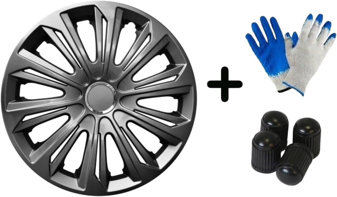 Luckyberg Radkappen 16 Zoll Strong | Radzierblenden 4er-Set für die meisten Automarken und Stahlfelg