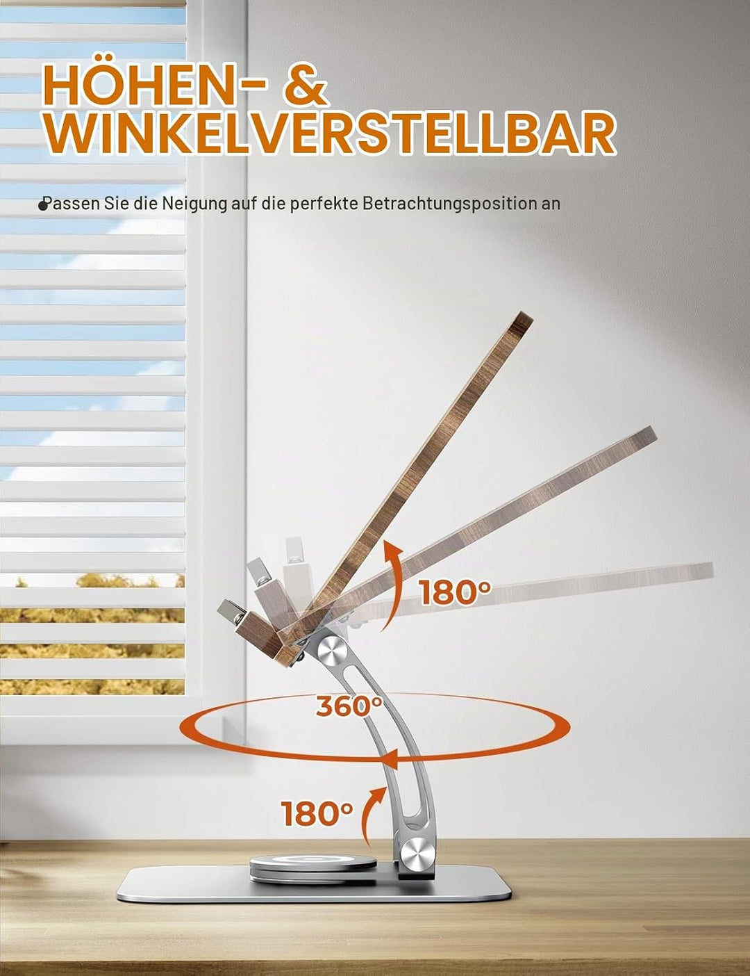 Tounee Buchständer, Verstellbarer Buchhalter mit 360° drehbarer Basis, Kochbuchständer, Rezeptbuchha