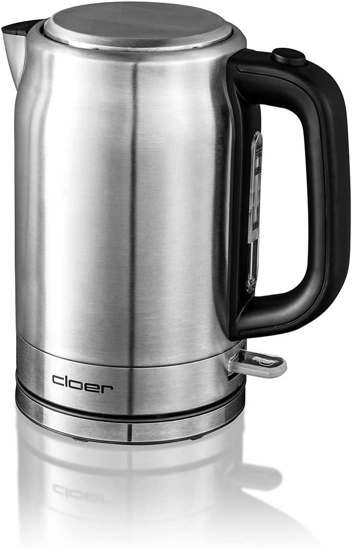 Cloer 4529 Wasserkocher Edelstahl, 2200 W, Wasserstandsanzeige, Trockengeh-und Überhitzungsschutz, 1