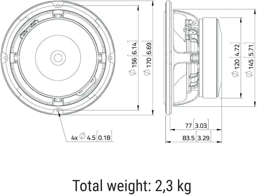1 WOOFER KOMPATIBEL MIT LA Voce Italiana WAF061.80 von 16,5 cm 165 mm 6,5" mit 150 watt rms und 300