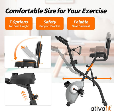 ATIVAFIT X-Bike Sport Fitnessfahrrad für Heimtrainer Fitnessbike für Ober-Und Unterkörper x-Bike mit