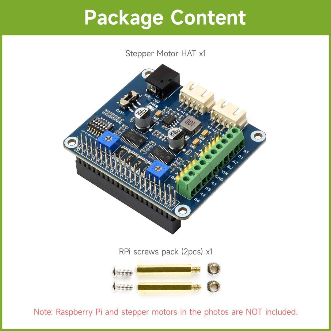 Waveshare Stepper Motor HAT for Raspberry Pi Drives Two Stepper Motors Up to 1/32 Microstepping
