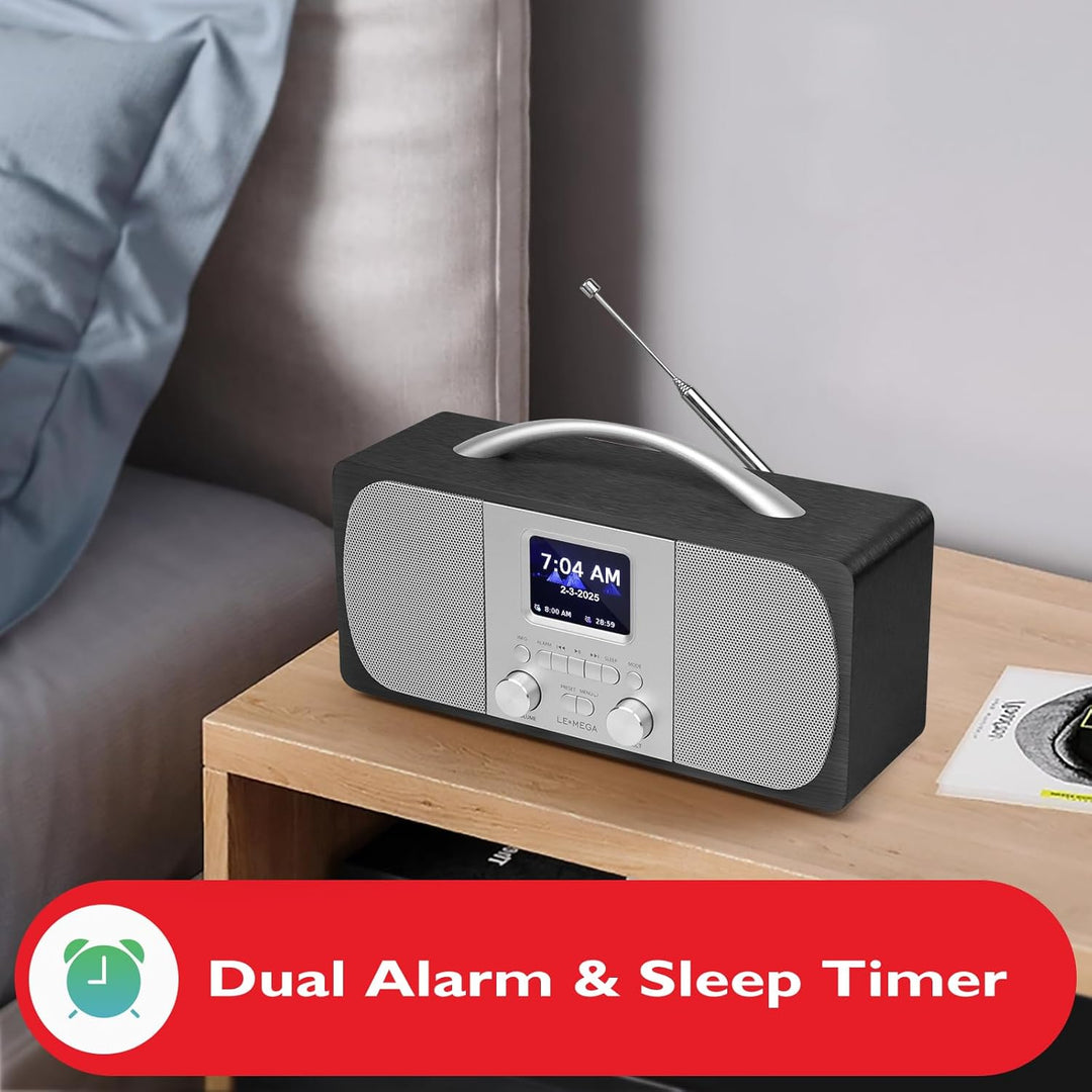 Tragbares DAB Radio | Digitalradios netz- und Batteriebetrieben | DAB Radiowecker | UKW-Radio,Blueto