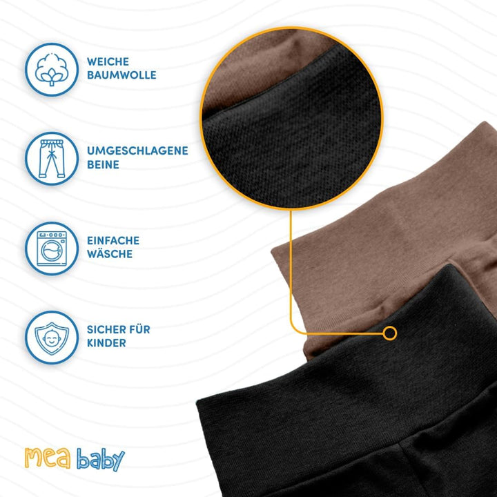 MEA BABY 5er Pack Baby Hosen Unisex für Jungen &amp; Mädchen | Pumphose aus 100% Baumwolle mit breitem B