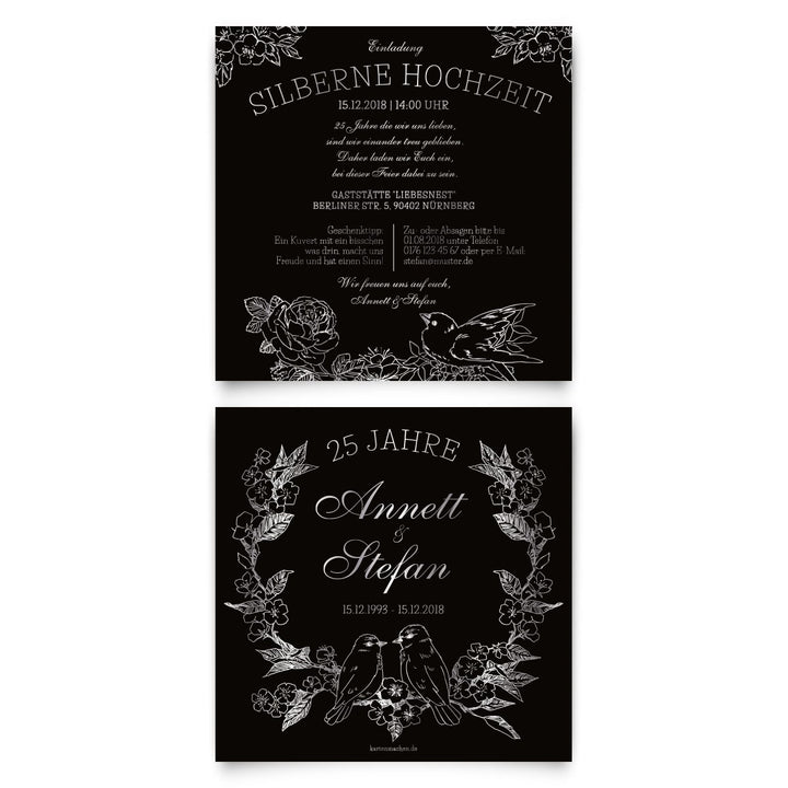 Kartenmachen.de 10 x Hochzeitseinladungen Silberhochzeit silberne Hochzeit Einladung individuell - K