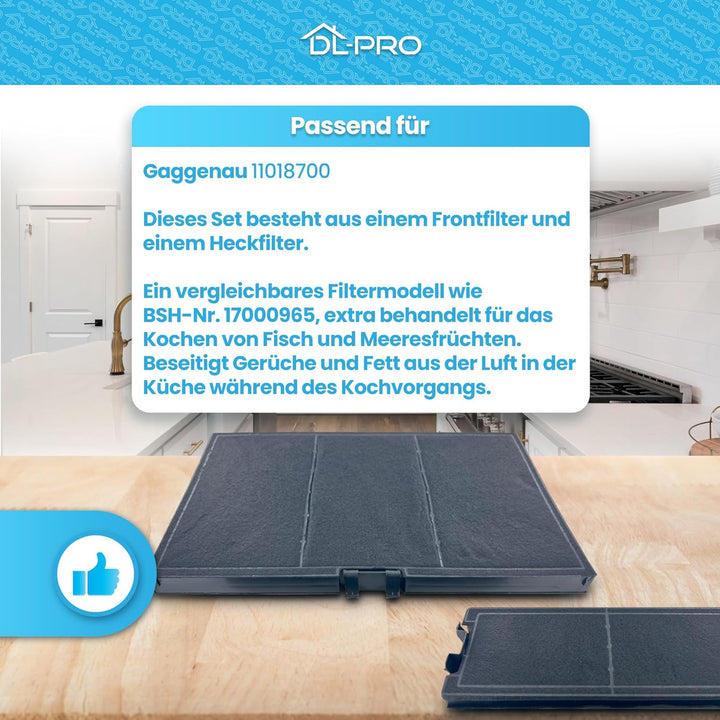 DL-pro Kohlefilterset für Gaggenau 11018700 9001246937 9001246938 Kohlefilter Aktivkohlefilter Filte