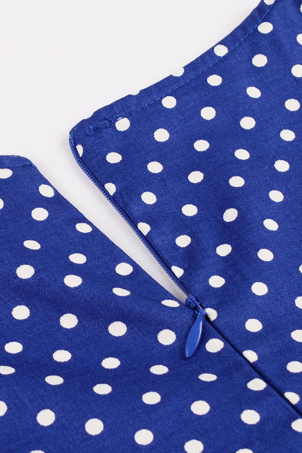 AXOE Damen 60er Jahre Kleid Cocktailkleid Abendkleid mit 3/4 Ärmel S Blau Polka Dots, S Blau Polka D