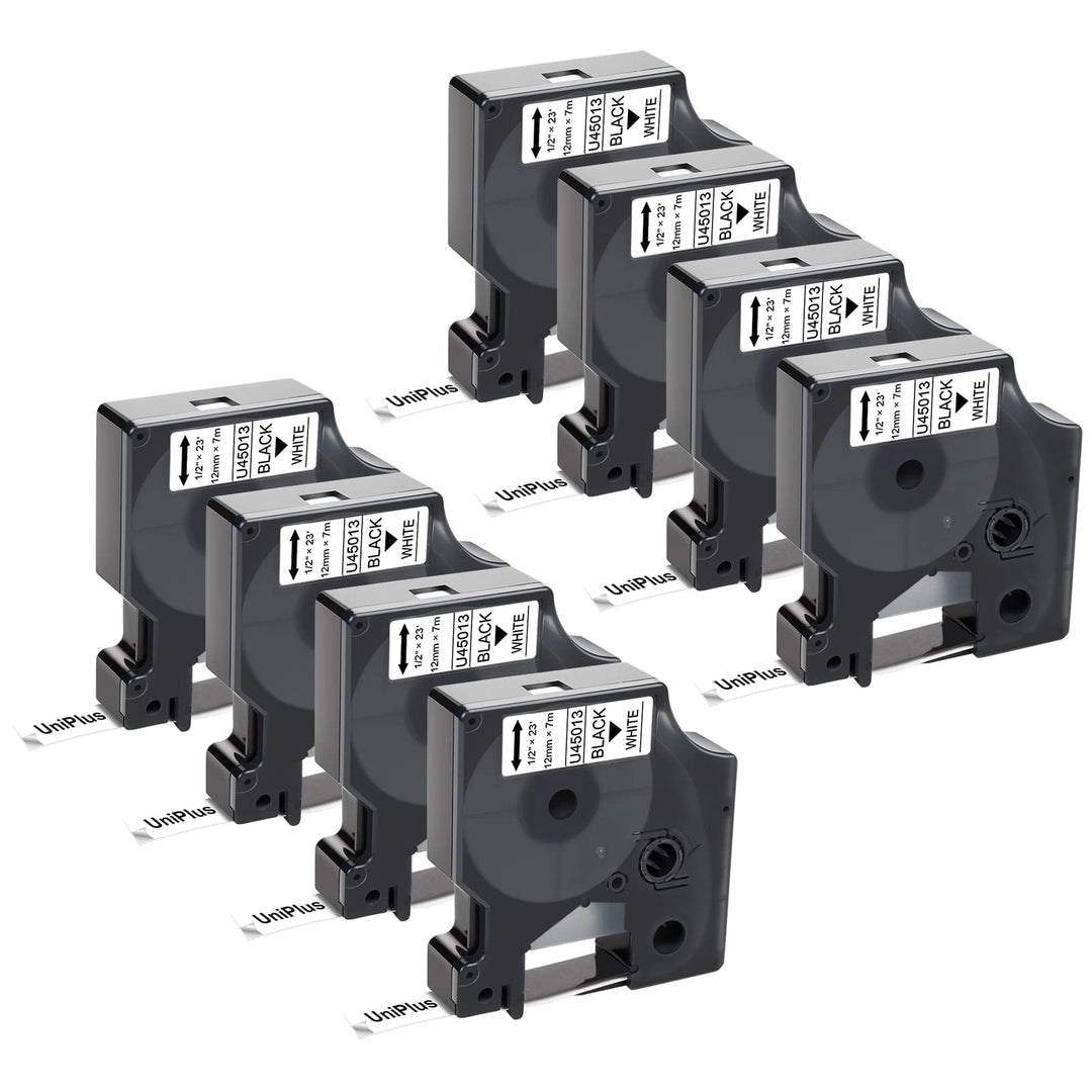 UniPlus Kompatible D1 12mm Etikettenband Ersatz für Dymo D1 45013 S0720530 45013s Etikettenband D1 S