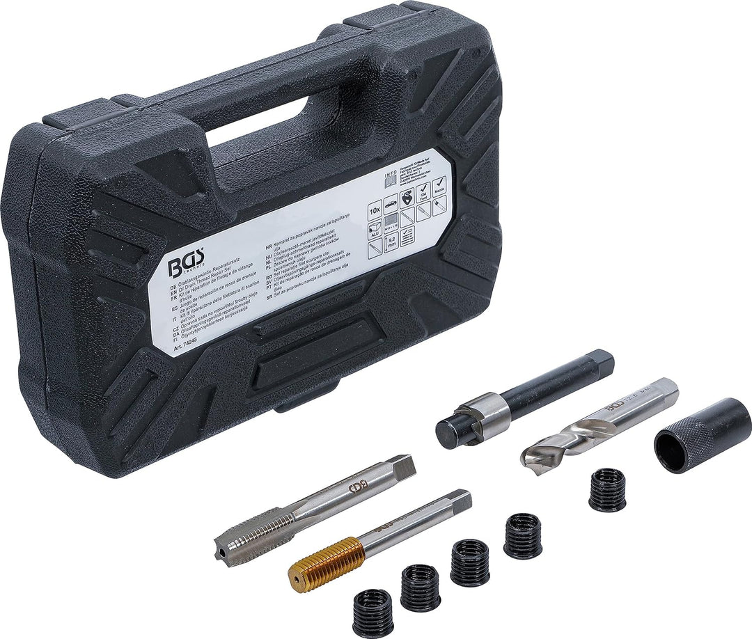 BGS 74243 | Reparatursatz für Öl-Ablass-Gewinde | für Aluminium-Ölwannen | M12 x 1,75 mm