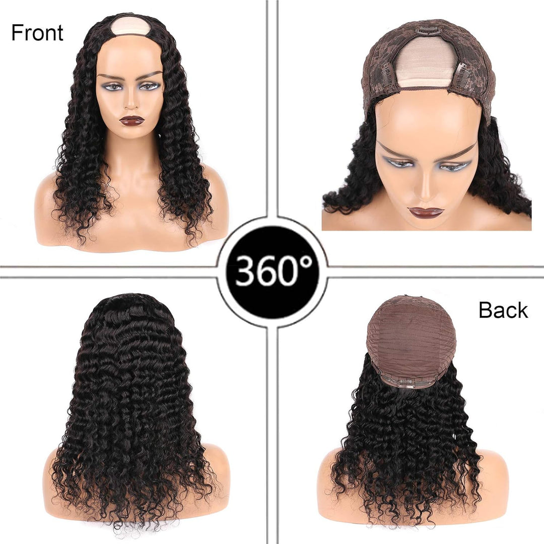 None Lace Front Machine Made Wig Deep Wave For Black Women 150% Density Soft And Silky Brazilian Glu