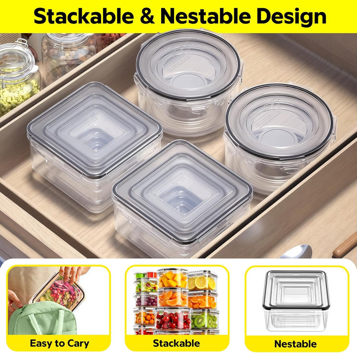 28er Frischhaltedosen mit Deckel Set, XXL Vorratsdosen Set (14 Behälter &14 Deckel), Meal Prep Boxen