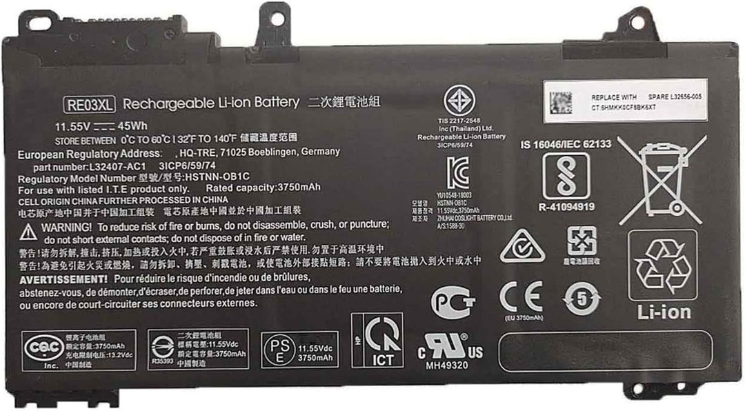 RE03XL L32656-002 HSTNN-OB1C HSTNN-UB7R HSTNN-DB9A L32407-AC1 L32407-2B1 L32407-541 L32656-005 Lapto