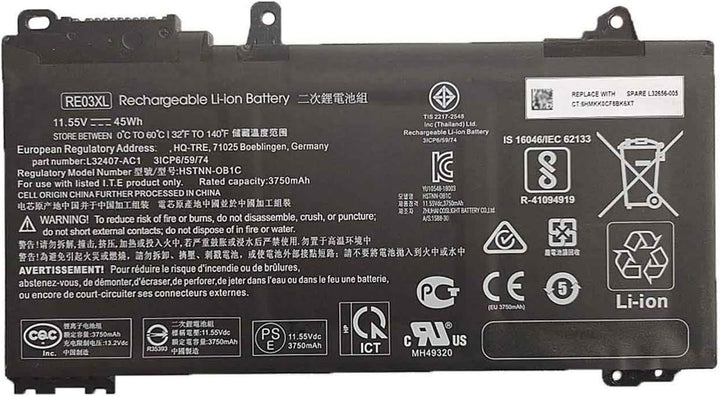 RE03XL L32656-002 HSTNN-OB1C HSTNN-UB7R HSTNN-DB9A L32407-AC1 L32407-2B1 L32407-541 L32656-005 Lapto