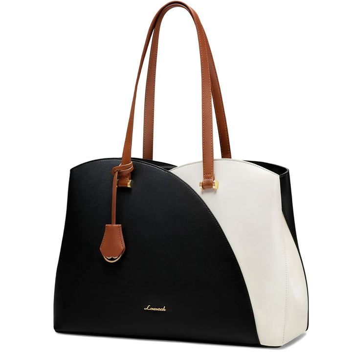 LOVEVOOK Handtasche Damen Gross, 15,6 Zoll Laptoptasche Shopper Arbeitstasche Bürotasche, PU Leder H