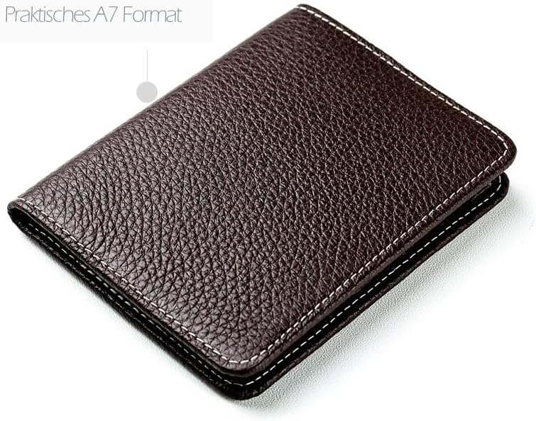 DELMON VARONE - Personalisierbares Notizblock Etui DIN A7 Premium Leder Soft Grain braun - Taschen M
