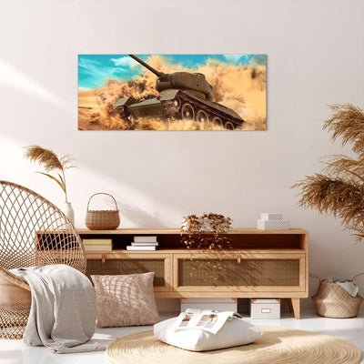 Wandbilder Dekoration Wohnzimmer Panzer Poligon Feld Panorama Bilder auf Leinwand 120x50cm Leinwandb