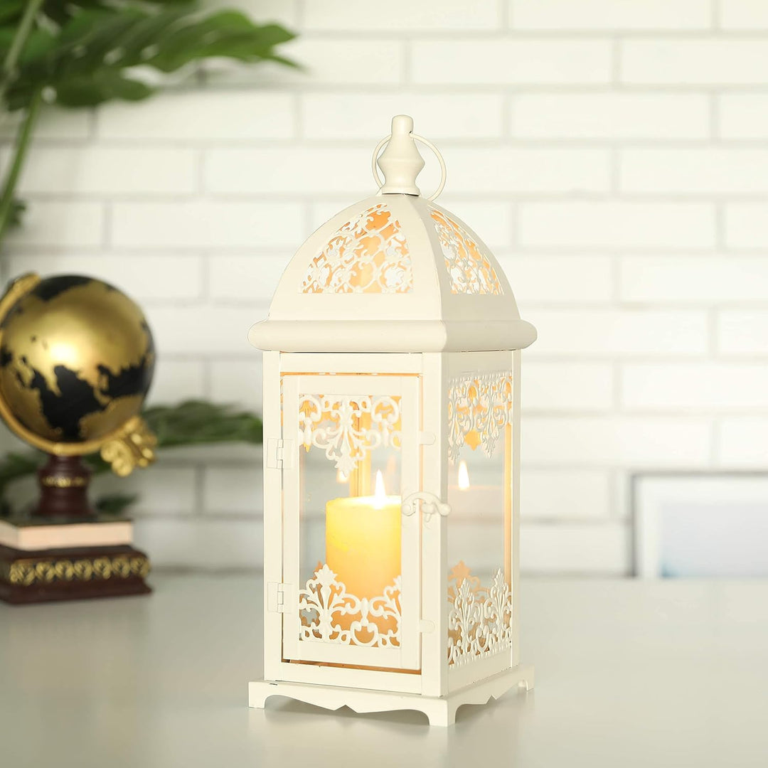 JHY DESIGN Deko Hängend Kerzenlaterne 38cm Hohe, Metall mit Glas Kerzen Laternen Vintage Gartenlater