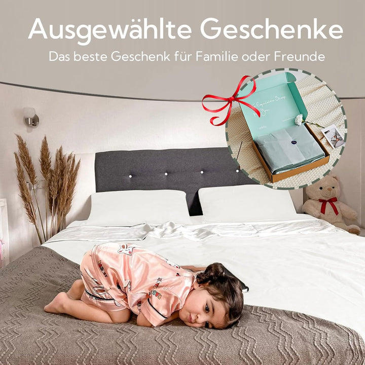 MILDLY Bettwäsche 155x220 Baumwolle Milky White Milchig Weiss 2tlg. 155*220cm | 1x 80*80cm, Milchig