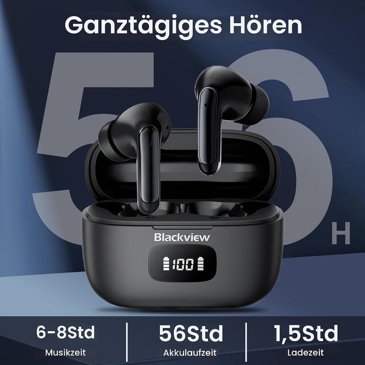 Bluetooth Kopfhörer Kabellos In Ear, Blackview Wireless Earbuds mit 4 ENC &amp; ANC Noise Cancelling Mik