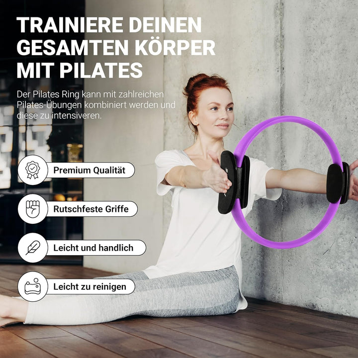 MSPORTS Pilates Ring Premium I Widerstandsring - Doppelgriff Pilates Yoga Ring 38 cm Übungskreis Vio