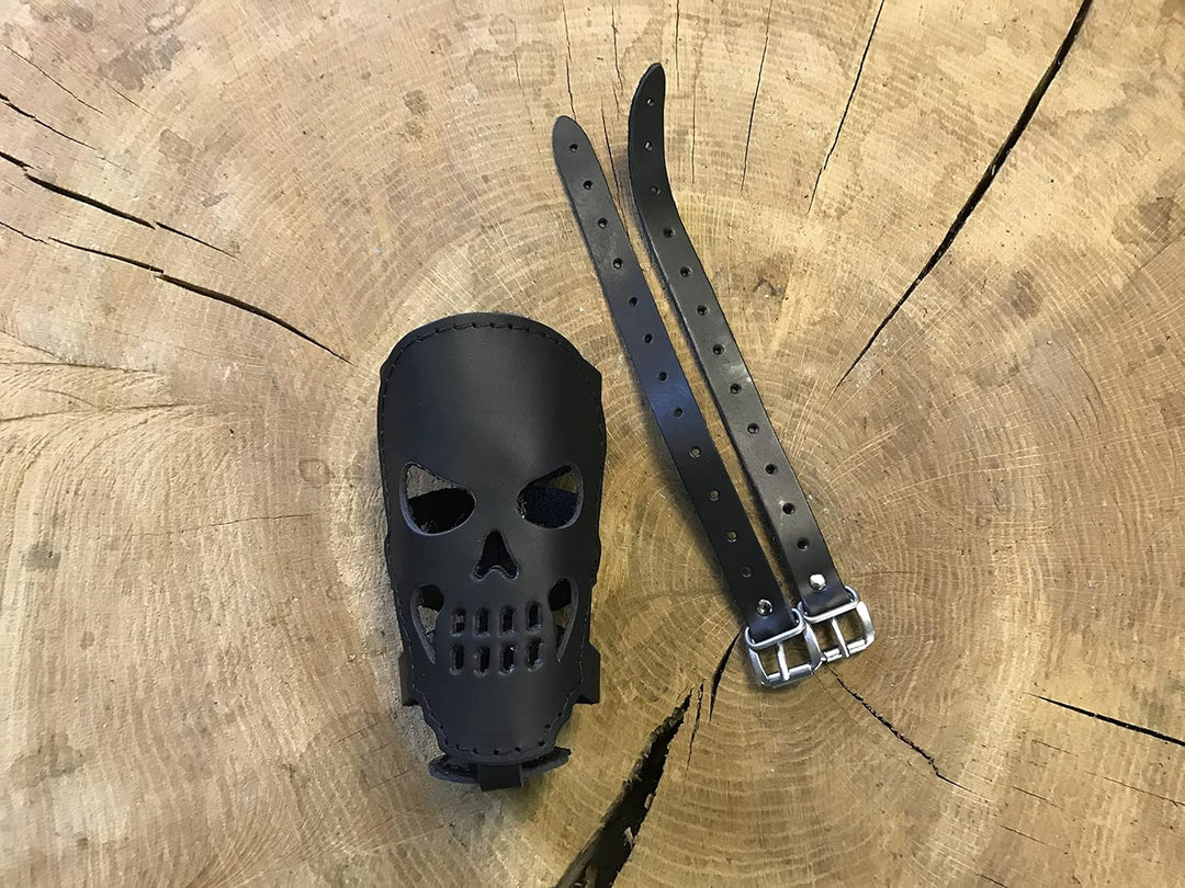 Dosenhalter Skull schwarz von ORLETANOS kompatibel mit Harley Davidson Leder Boy Heritage Streetbob