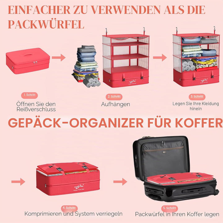 Koffer Organizer Hängende Verpackung Würfel Tragbare Schrank Regale Kompressive Reisegepäck Essentia