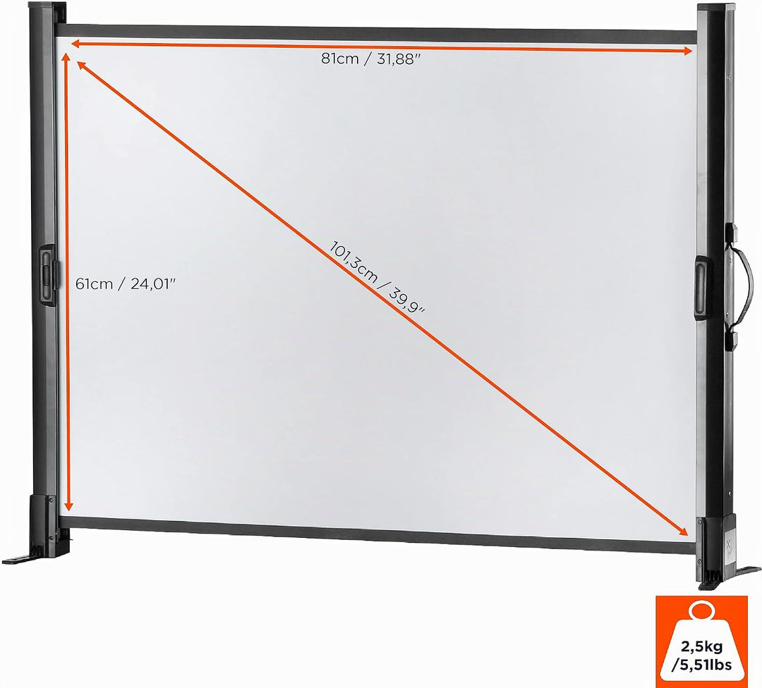 celexon Mobil Professional Tisch-Leinwand 40" | 81x61 cm 4:3 | kleine Full-HD, 4K Leinwand mit Trans
