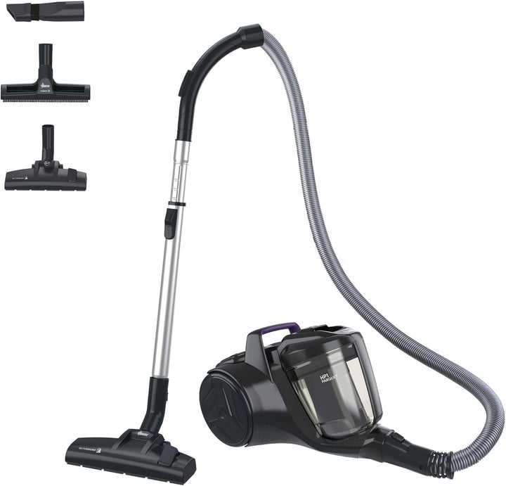 Hoover HP1 Staubsauger beutellos, leistungsstarker Bodenstaubsauger mit 2L-Behälter, EPA-Staubfilter