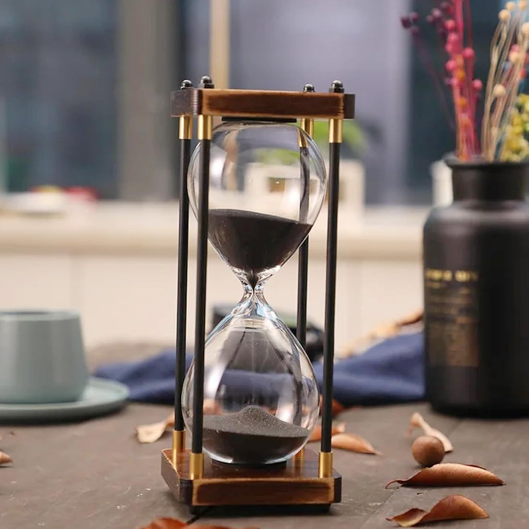 Grosse Sanduhr 60 Minuten, Sanduhr aus Holz, Regenbogen Glas Deko Sanduhren, Geschenk Sanduhr, für H