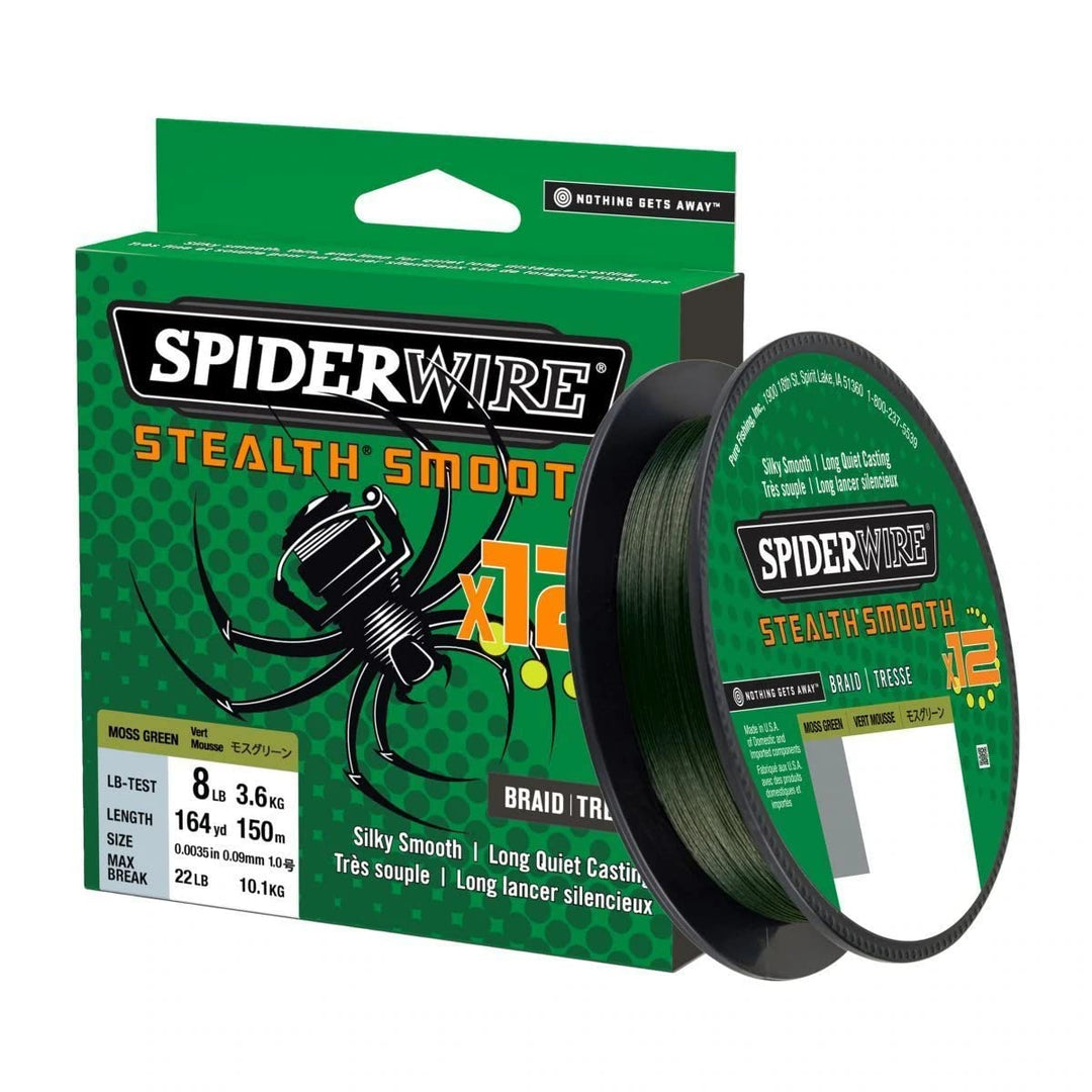 Spiderwire Angelschnur Stealth Smooth 12 Braid Moss Green Geflochtene PE Dyneema Meer Spinnageln Bra