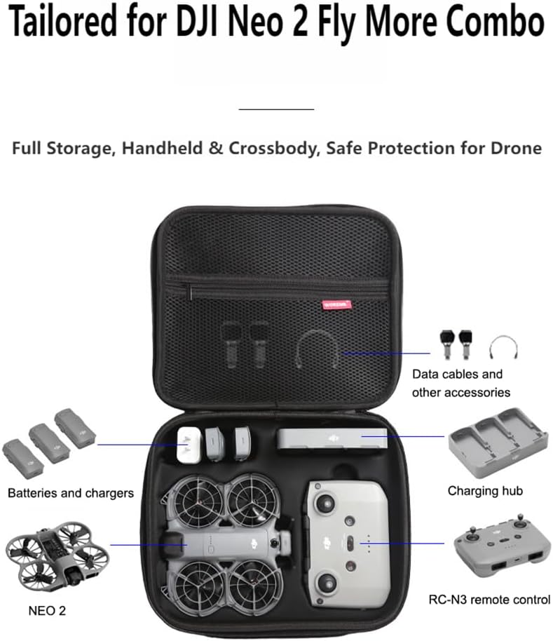 Aufbewahrungstasche kompatibel mit DJI Neo 2 Fly More Combo, tragbare Reise-Aufbewahrungstasche für