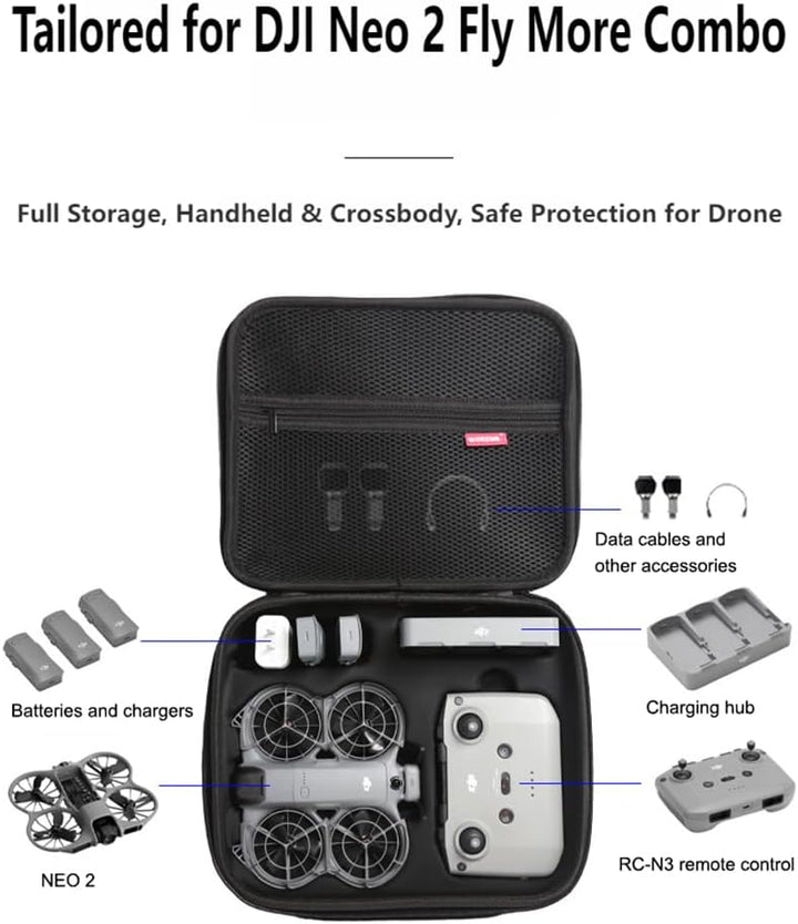 Aufbewahrungstasche kompatibel mit DJI Neo 2 Fly More Combo, tragbare Reise-Aufbewahrungstasche für