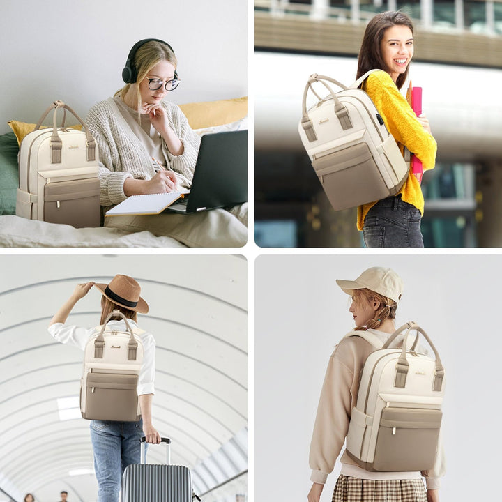 LOVEVOOK Rucksack Damen Klein, 14 Zoll Laptop Rucksack mit Laptopfach, Kleiner Wasserdicht Daypack E