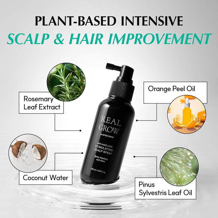 RATED GREEN REAL GROW Anti-Haarausfall-stimulierendes Kopfhautspray für Haarwachstum, koreanische Ha