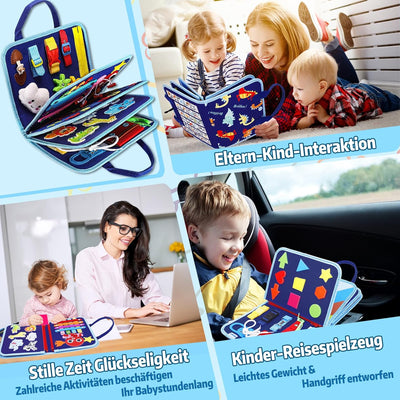 Busy Board Deutsch Montessori Spielzeug ab 1 2 3 4 Jahre, Activity Board Book Kleinkinder Motorikspi