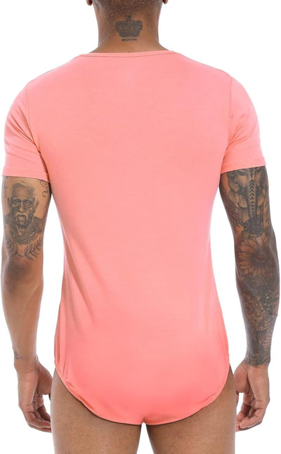 Landofgenie Männer Kurzarm Strampler Pyjama Bodysuit One Piece Strampler Rosa XL, Rosa XL