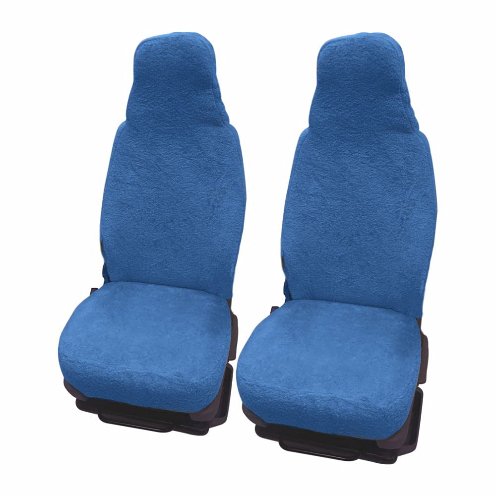 RAU - Universal Sitzbezüge für Pilotsitze und Wohnmobile - 2 Stück - 100% Frottee - Azurblau, Blau